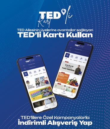 TED'li Kart, TED çatısı altında bulunan mezun, veli ve çalışanlara özel avantajlar sunan bir mobil uygulamadır.